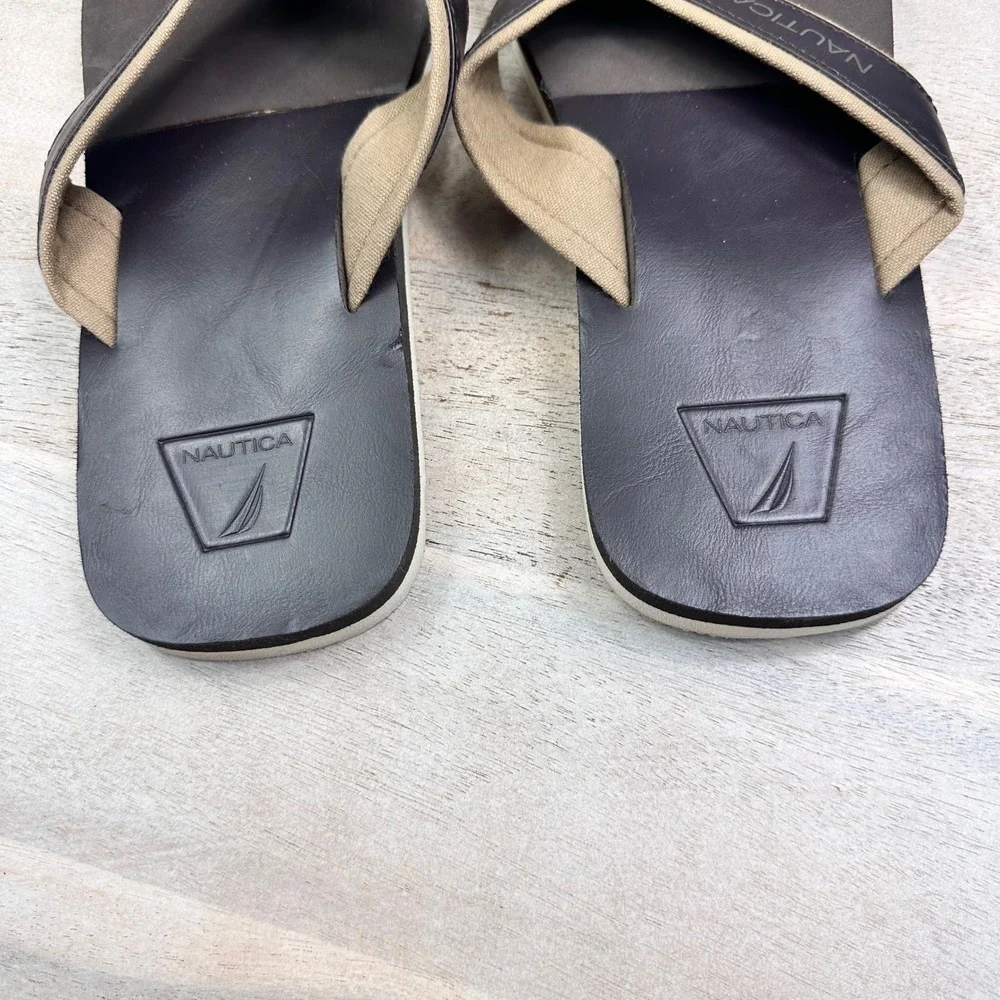 Nautica Mens Brown Tan Thong Flip Flop Sandals Size 11 Casual Beach Shoes